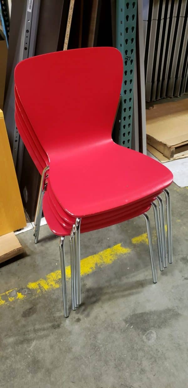 Red Wooden Café Chairs