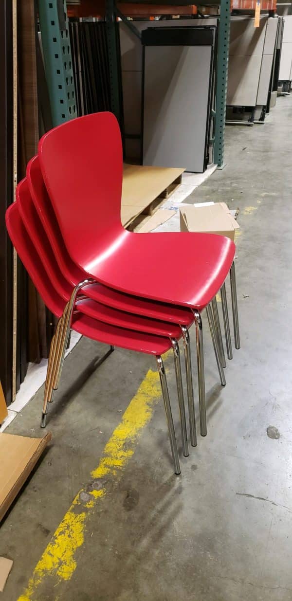 Red Wooden Café Chairs - Image 2